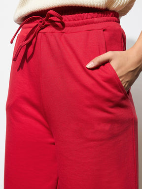 Red Terry Track Pants -SASSAFRAS
