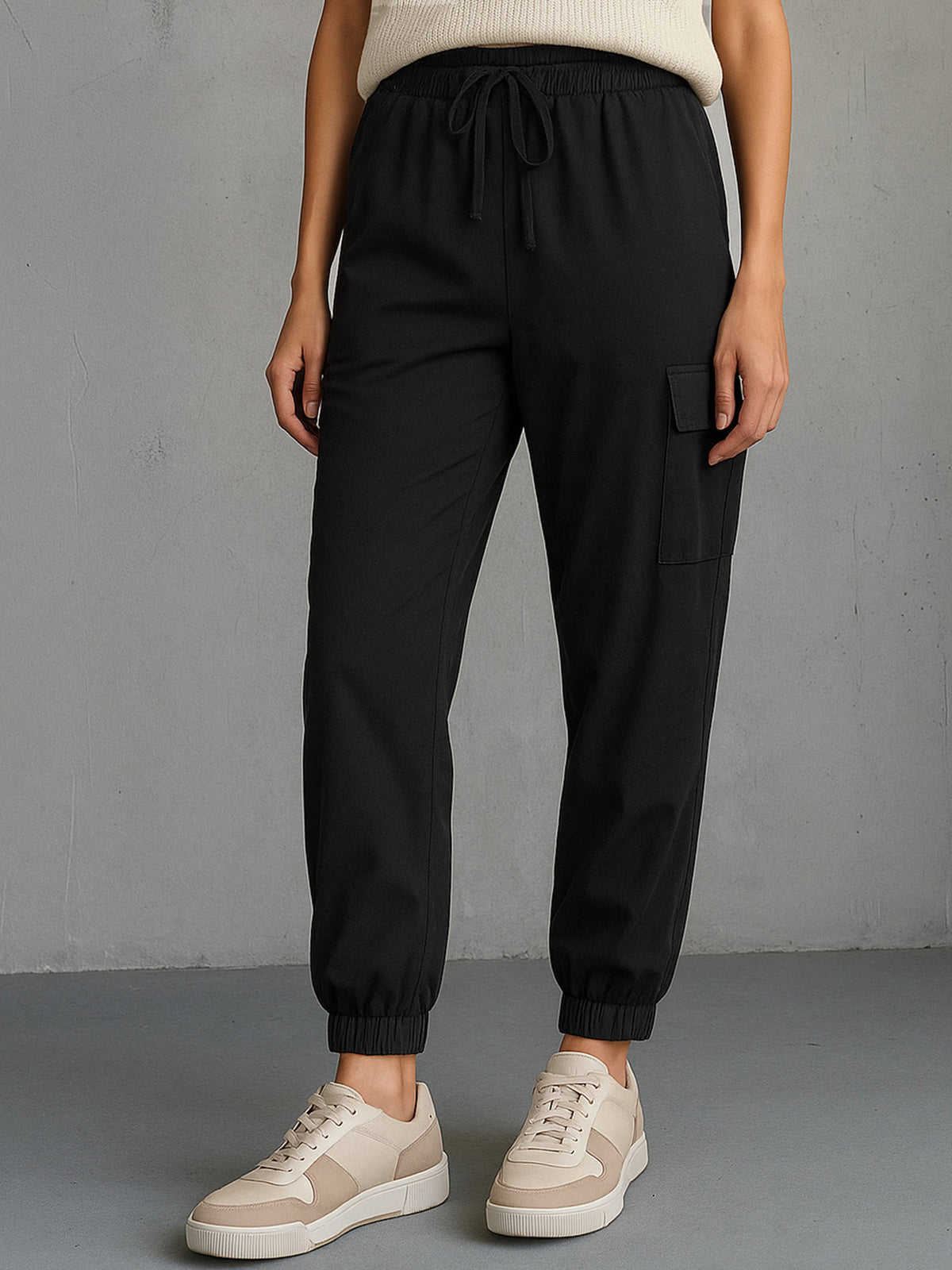 Black Side Pocket Cargo Joggers-SASSAFRAS