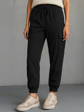 Black Side Pocket Cargo Joggers-SASSAFRAS