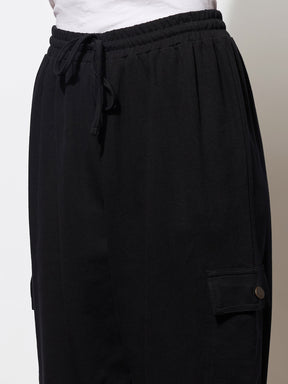 Black Side Pocket Cargo Joggers-SASSAFRAS