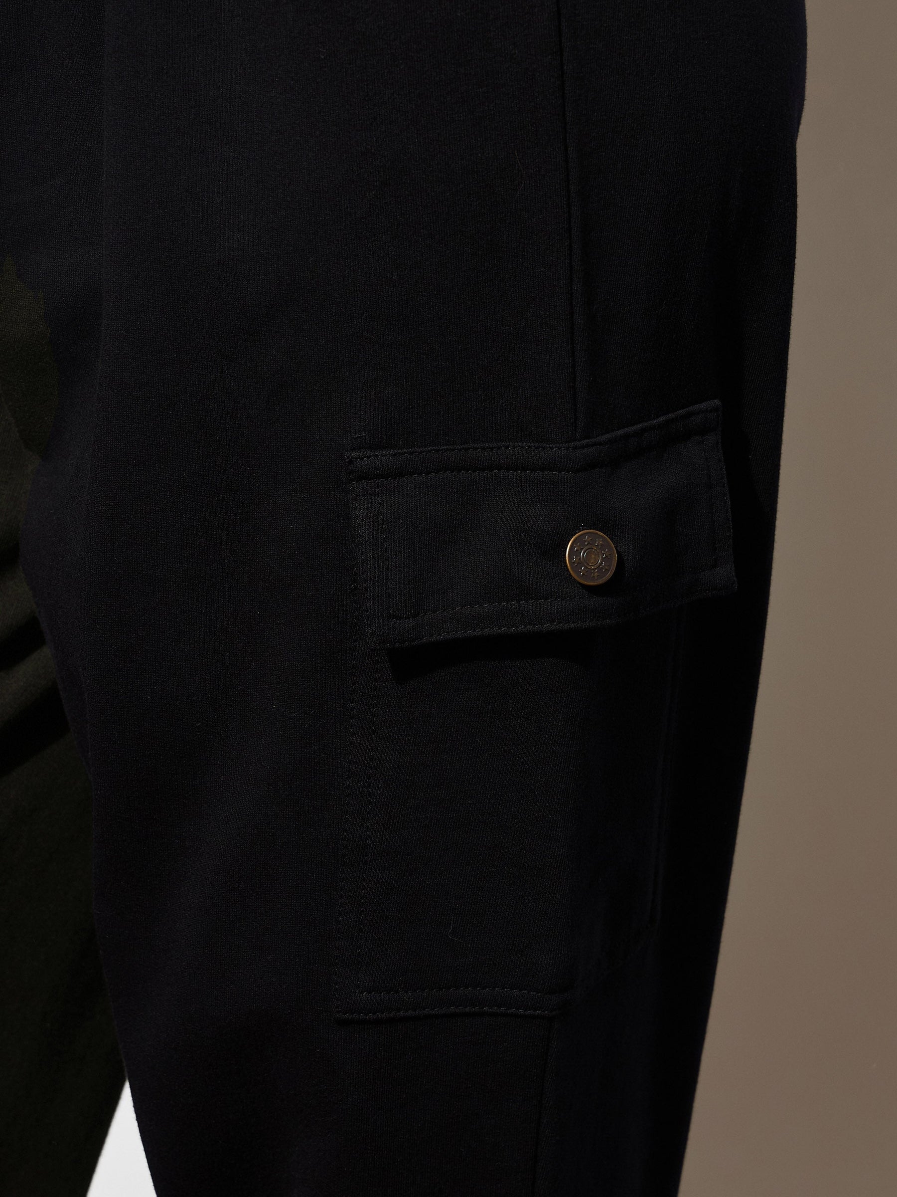 Black Side Pocket Cargo Joggers-SASSAFRAS