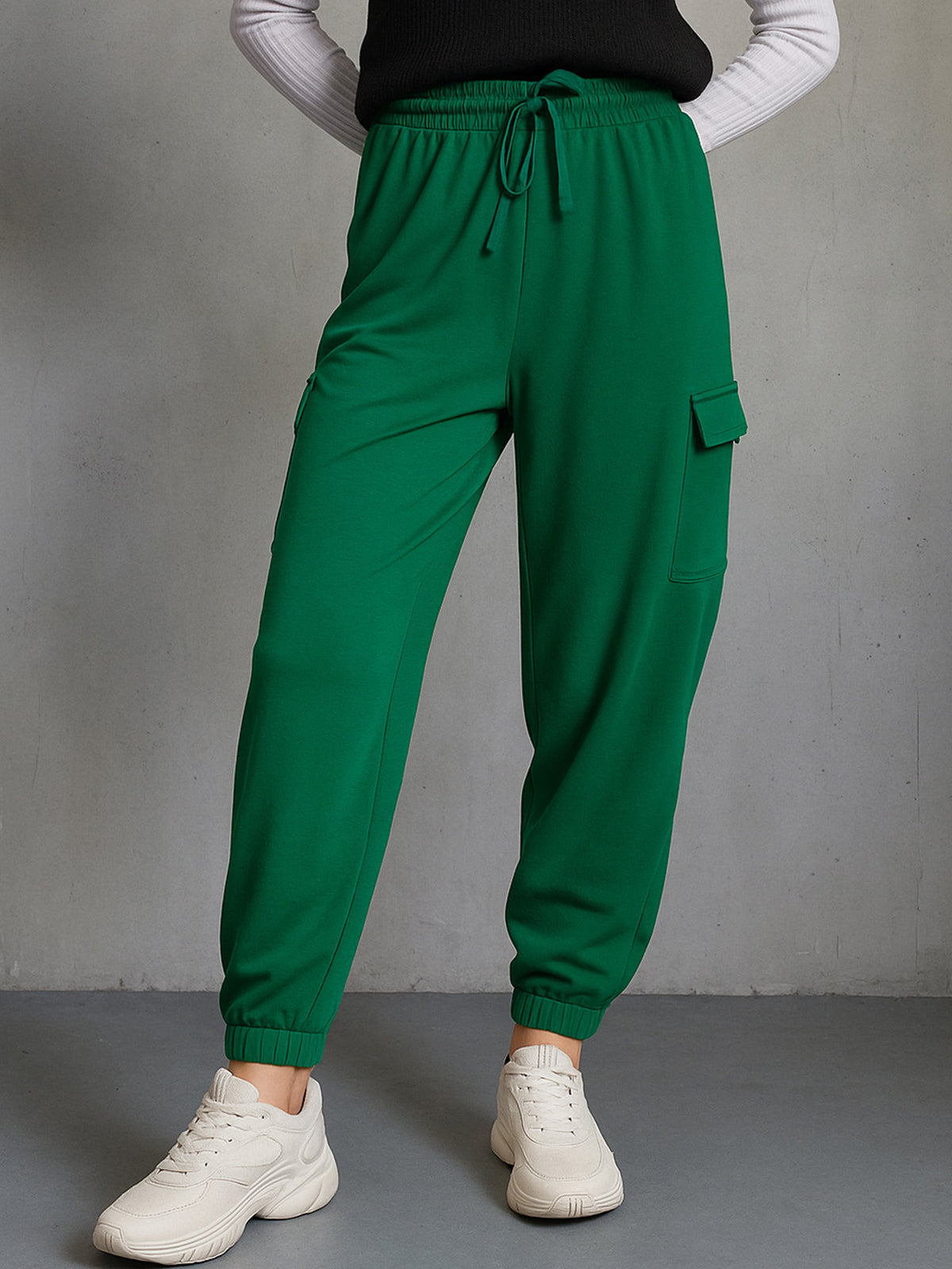 Green Side Pocket Cargo Joggers-SASSAFRAS