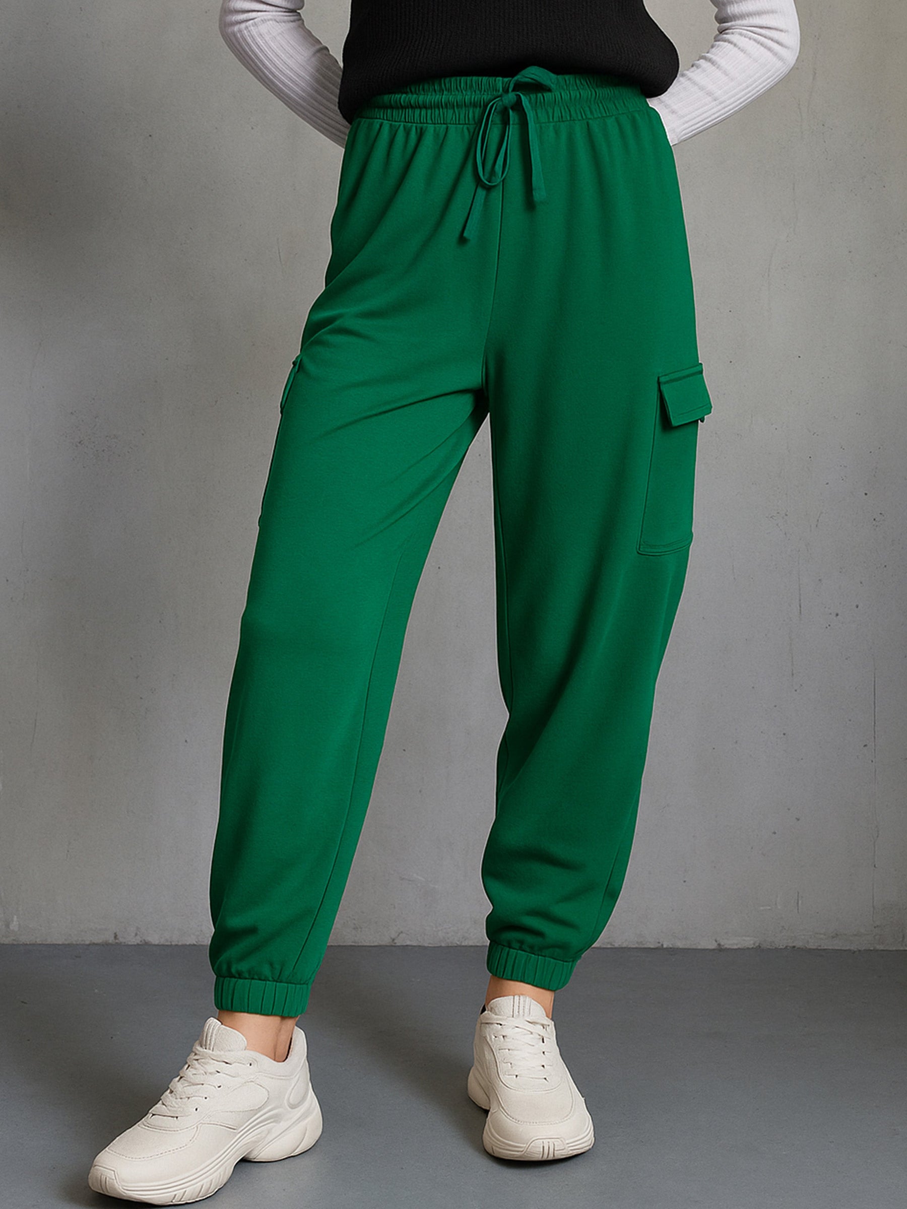 Green Side Pocket Cargo Joggers-SASSAFRAS