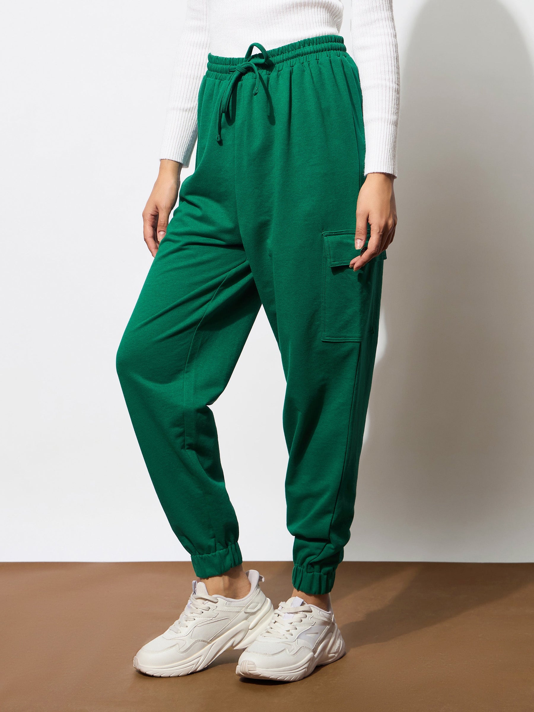 Green Side Pocket Cargo Joggers-SASSAFRAS