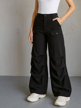 Black Parachute Pintuck Cargos-SASSAFRAS