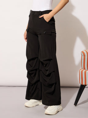 Black Parachute Pintuck Cargos-SASSAFRAS