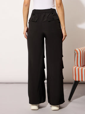 Black Parachute Pintuck Cargos-SASSAFRAS