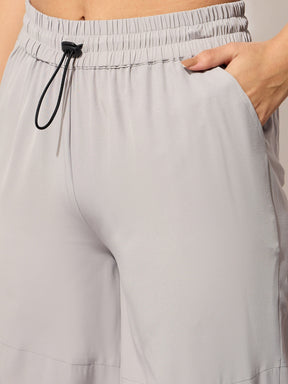 Grey Parachute Hem Pockets Cargos-SASSAFRAS