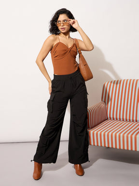 Black Parachute Multi Pockets Cargos-SASSAFRAS