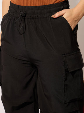 Black Parachute Multi Pockets Cargos-SASSAFRAS