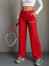 Red Terry LONDON Print Track Pants -SASSAFRAS