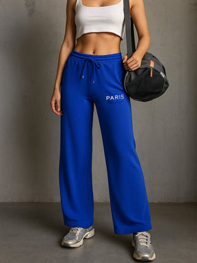 Blue Terry PARIS Print Track Pants -SASSAFRAS