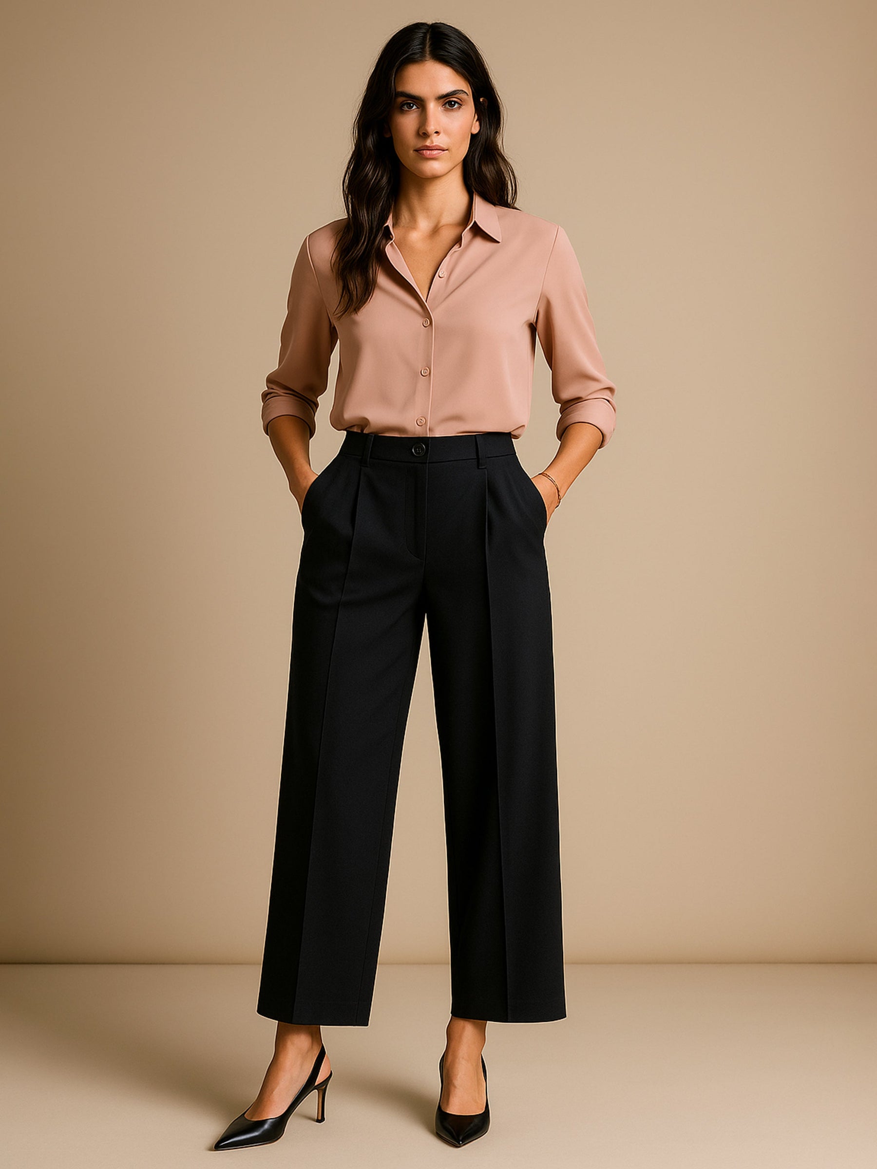 Black High-Rise Front Pleated Korean Pants-SASSAFRAS worklyf