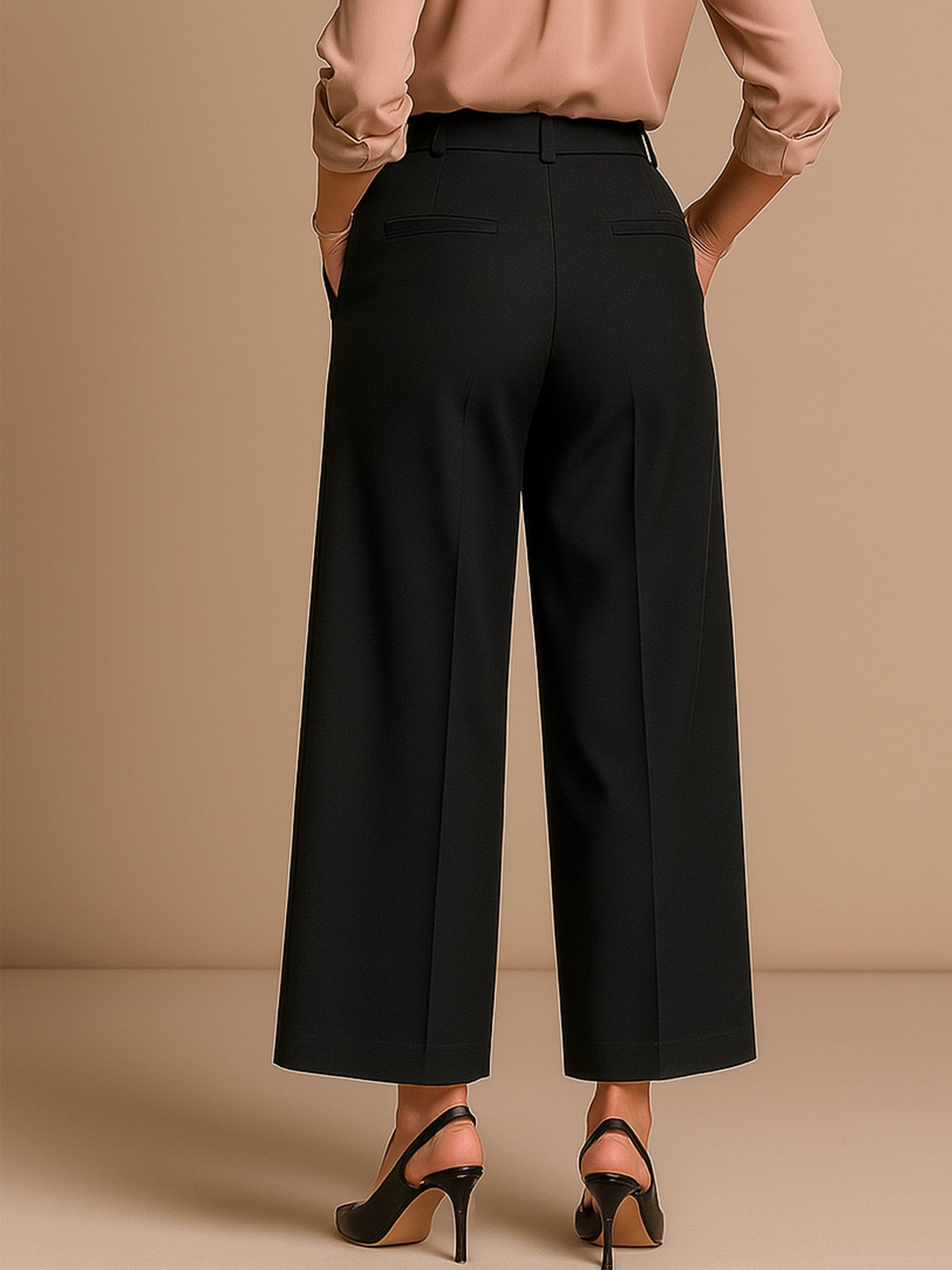 Black High-Rise Front Pleated Korean Pants-SASSAFRAS worklyf