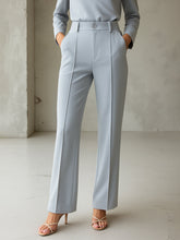 Grey Front Dart Straight Fit Pants-SASSAFRAS worklyf