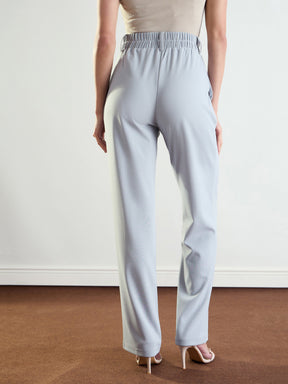 Grey Front Dart Straight Fit Pants-SASSAFRAS worklyf