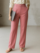 Pink Front Darted Straight Fit Pants-SASSAFRAS worklyf