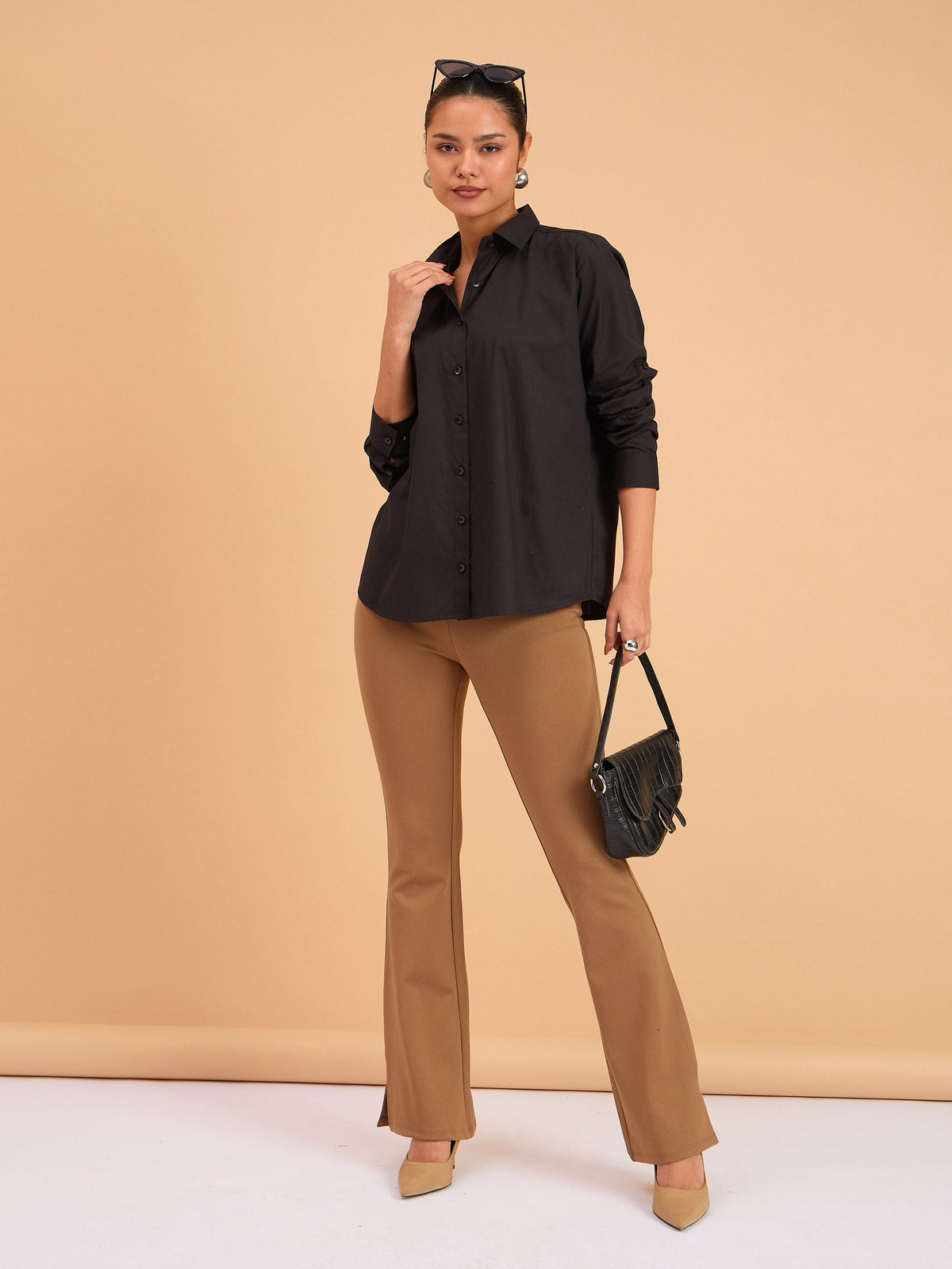 Black Poplin Oversized Shirt-SASSAFRAS