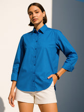 Royal Blue Poplin Oversized Shirt-SASSAFRAS