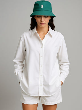 White Poplin Oversized Shirt-SASSAFRAS