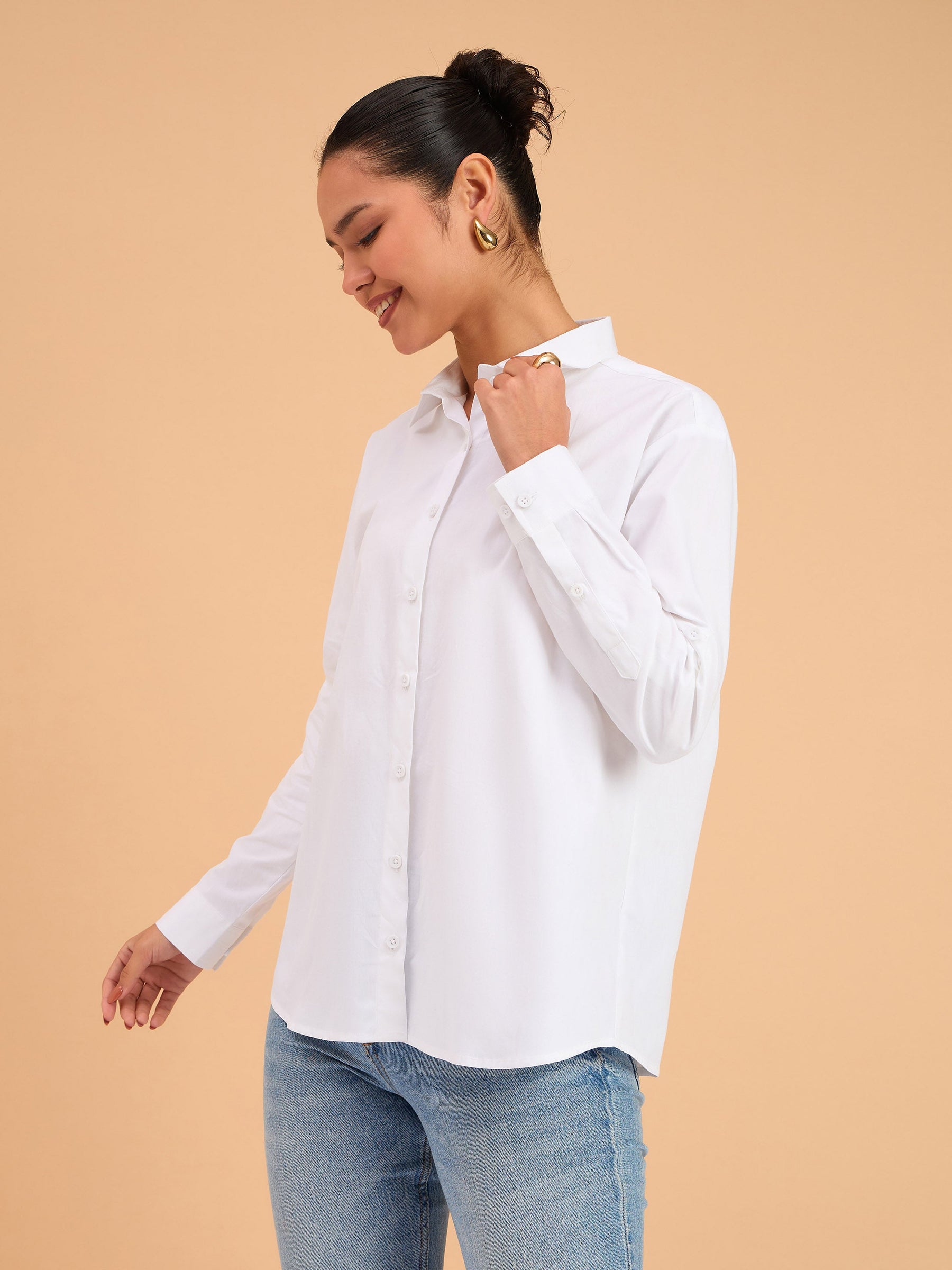 White Poplin Oversized Shirt-SASSAFRAS