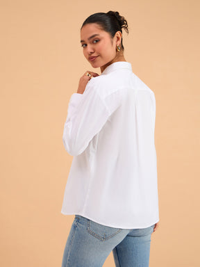 White Poplin Oversized Shirt-SASSAFRAS
