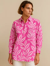 Fuchsia Tropical Floral Oversized Shirt-SASSAFRAS