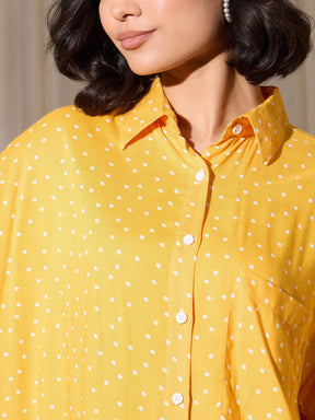Yellow Pin Polka Dot Oversized Shirt-SASSAFRAS