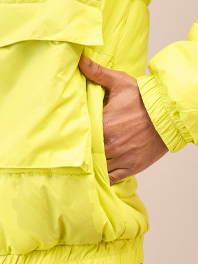 Neon Yellow Fur Collar Puffer Jacket-MASCLN SASSAFRAS