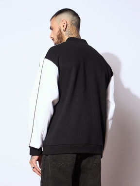 Black & White NEW YORK Embroidery Varsity Jacket-MASCLN SASSAFRAS