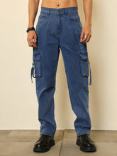 Ice Blue Box Pocket Relax Fit Jeans-MASCLN SASSAFRAS
