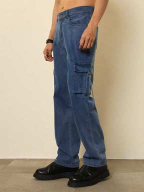 Ice Blue Box Pocket Relax Fit Jeans-MASCLN SASSAFRAS
