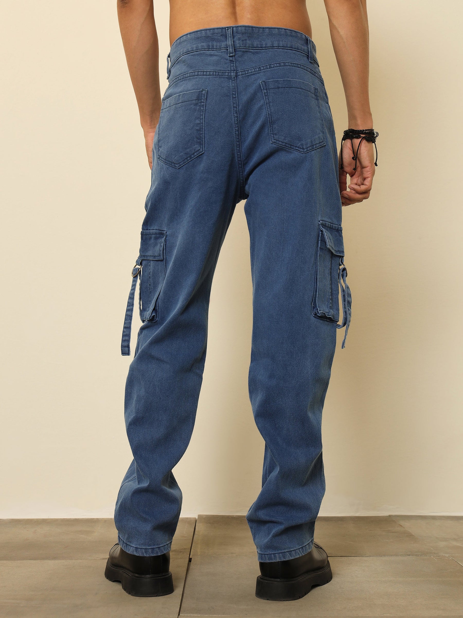 Ice Blue Box Pocket Relax Fit Jeans-MASCLN SASSAFRAS