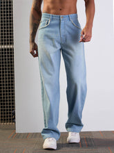 Light Blue Washed Baggy Jeans-MASCLN SASSAFRAS