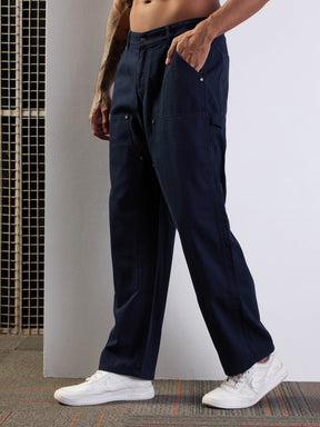 Navy Blue Relax Fit Carpenter Jeans-MASCLN SASSAFRAS