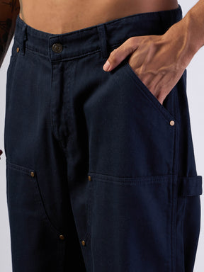 Navy Blue Relax Fit Carpenter Jeans-MASCLN SASSAFRAS