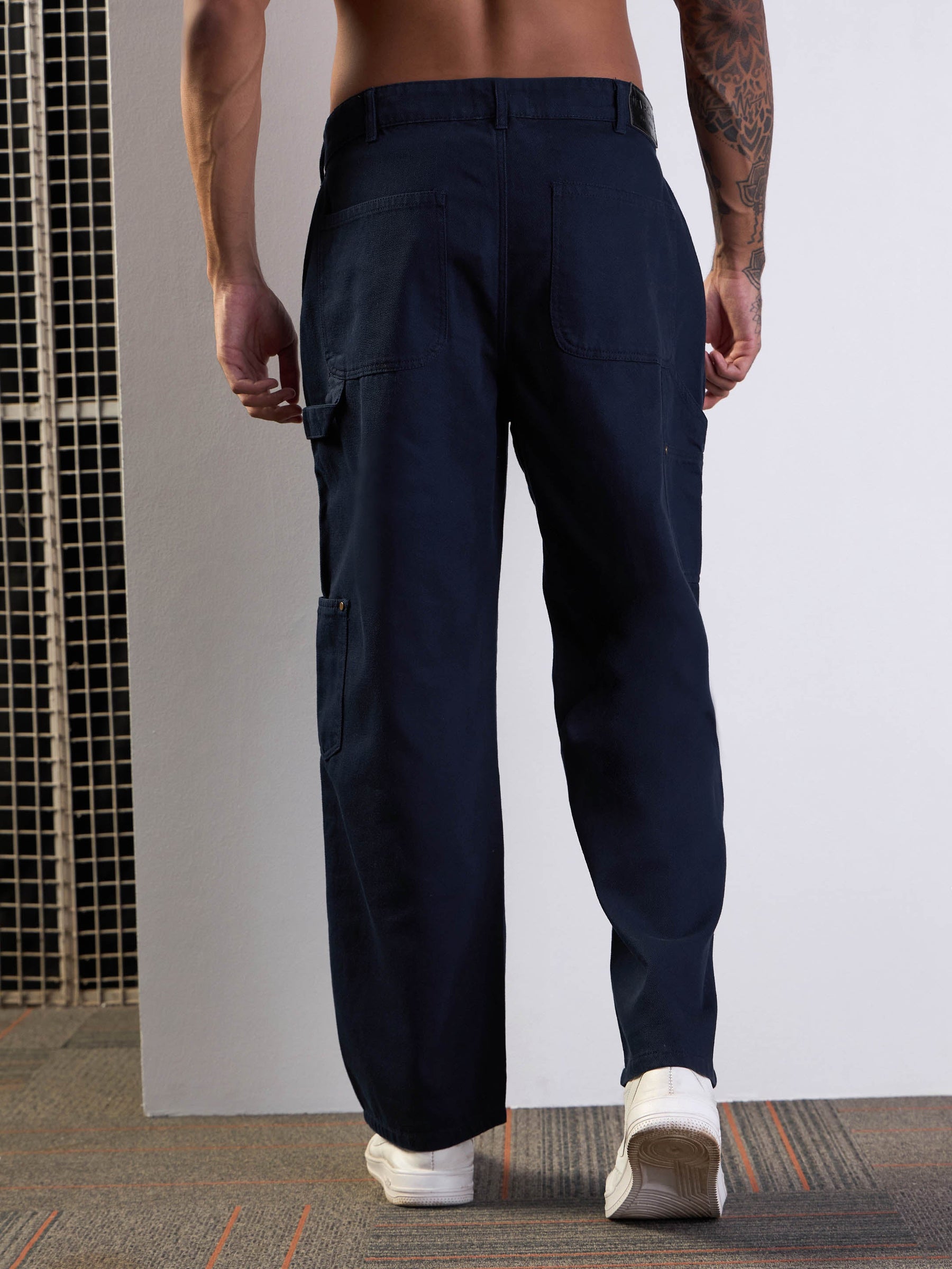 Navy Blue Relax Fit Carpenter Jeans-MASCLN SASSAFRAS