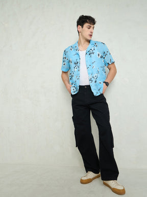 Black Big Cargo Pockets Wide Leg Jeans-MASCLN SASSAFRAS
