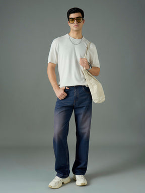 Blue Wash Relax Fit Basic Jeans-MASCLN SASSAFRAS