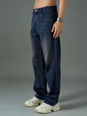 Blue Wash Relax Fit Basic Jeans-MASCLN SASSAFRAS