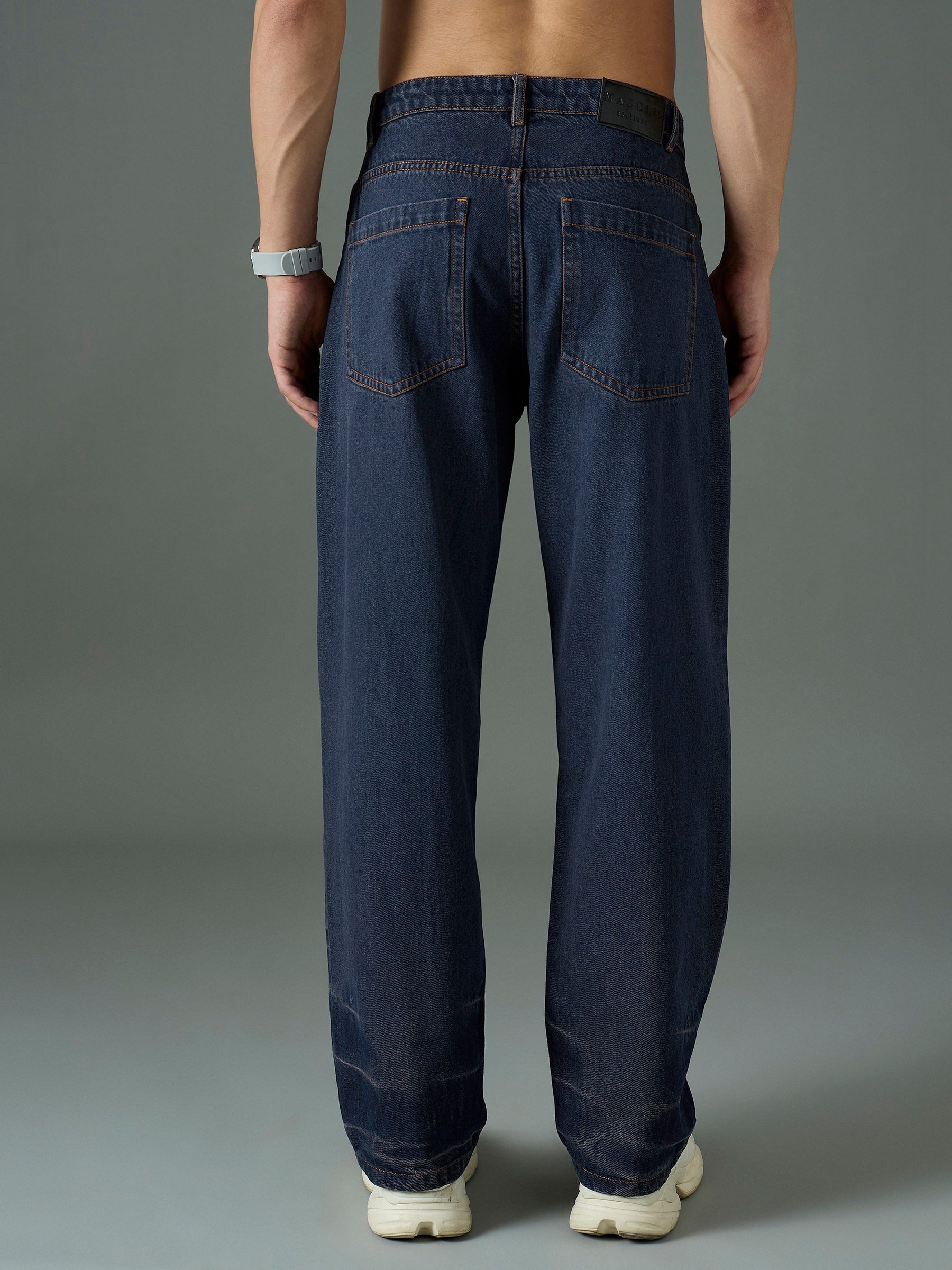 Blue Wash Relax Fit Basic Jeans-MASCLN SASSAFRAS