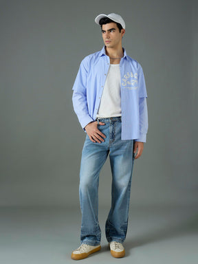 Light Blue Wash Relax Fit Basic Jeans-MASCLN SASSAFRAS