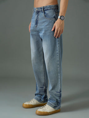 Light Blue Wash Relax Fit Basic Jeans-MASCLN SASSAFRAS
