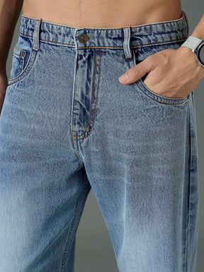 Light Blue Wash Relax Fit Basic Jeans-MASCLN SASSAFRAS