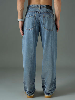Light Blue Wash Relax Fit Basic Jeans-MASCLN SASSAFRAS