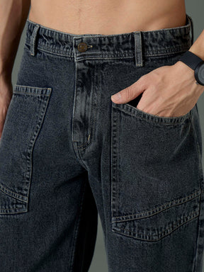 Grey Wash Front pocket Relax Fit Jeans-MASCLN SASSAFRAS