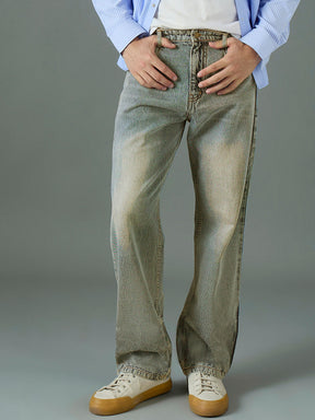 Beige Relax Fit Basic Jeans-MASCLN SASSAFRAS