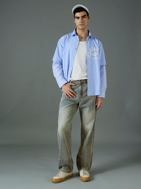 Beige Relax Fit Basic Jeans-MASCLN SASSAFRAS
