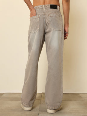 Light Brown Darted-Knee Relax Fit Jeans-MASCLN SASSAFRAS