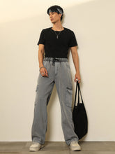 Grey Cargo Pocket Relax Fit Jogger Jeans-MASCLN SASSAFRAS